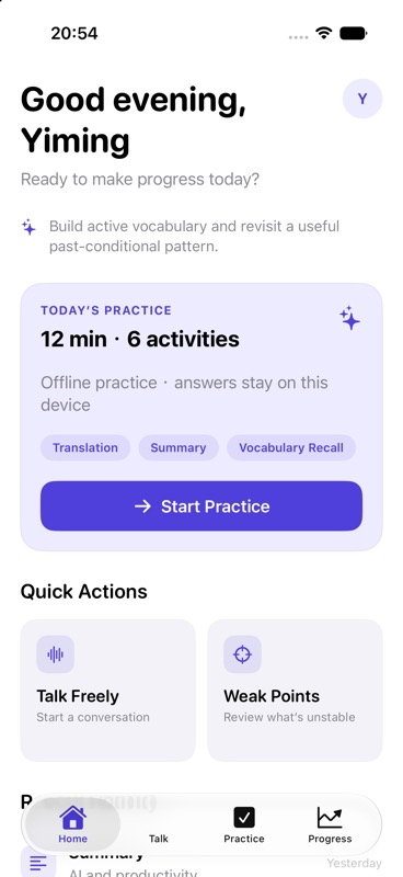 EchoFluent personalized home screen