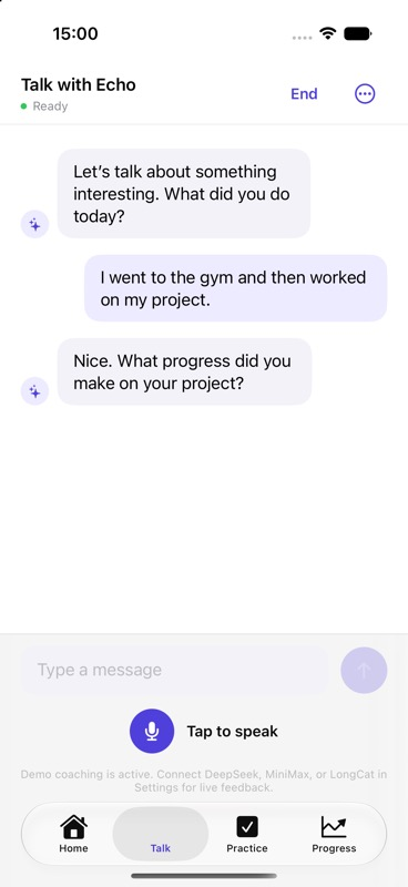 EchoFluent conversation screen